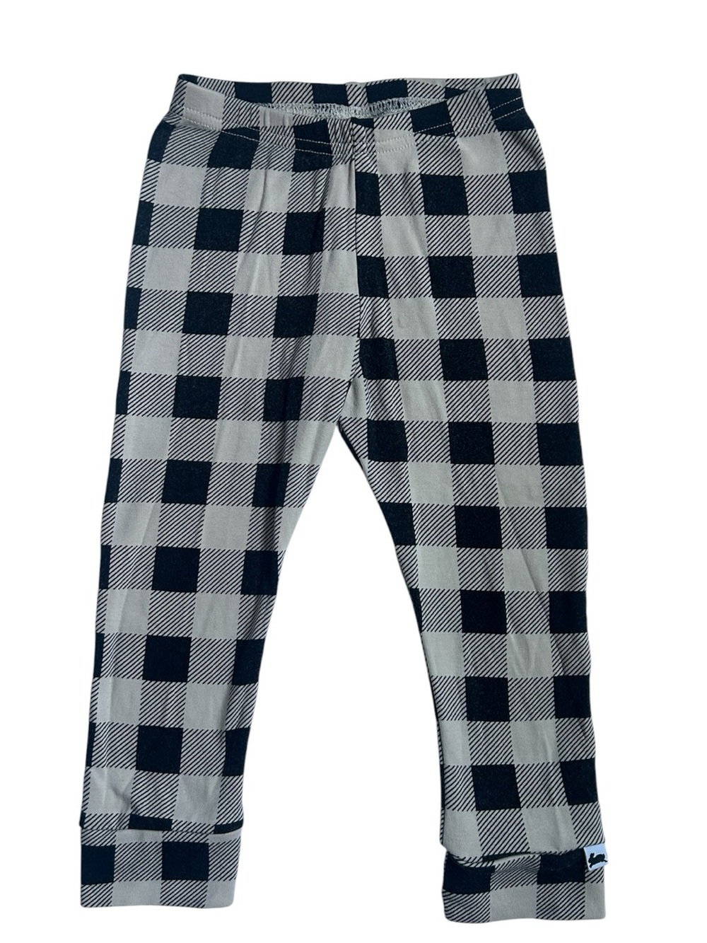 Little and Lively Black and Cream Buffalo Plaid Bamboo Leggings